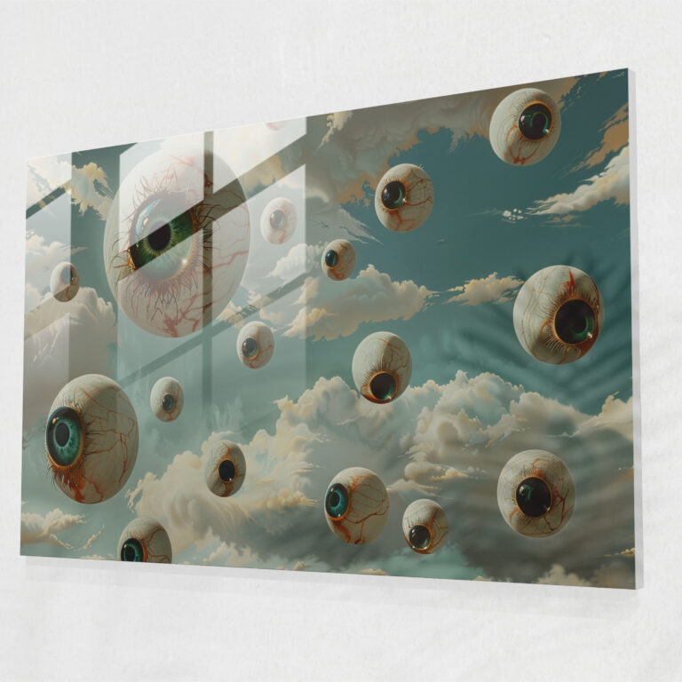 Salvador Dali Floating Eyeballs Glass Print - Salvador Dali, Glass Print, Home Decoration, Modern Art