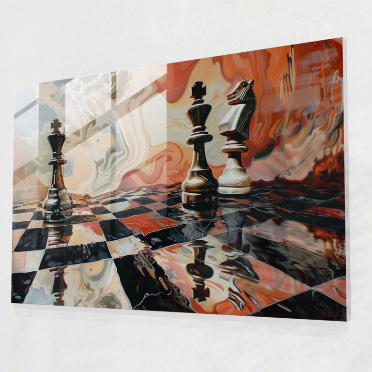 Salvador Dali Melting Chess Pieces Glass Print - Salvador Dali, Modern Art, Glass Wall Art, Surrealism