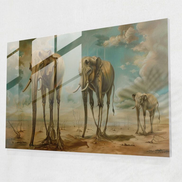 Elephants With Skinny Legs Glass Print - Salvador Dali, Salvador Dali, Glass Print, Home Decoration