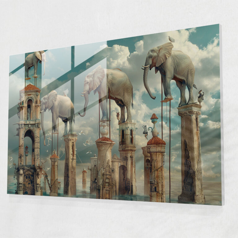 Salvador Dali Elephants On Stilts Glass Wall Art - Salvador Dali, Salvador Dali, Glass Art, Home Decoration