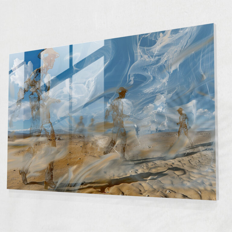 Windy Desert Figures Glass Print - Salvador Dali, Salvador Dali, Wall Decoration, Modern Art
