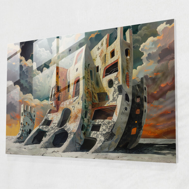 Melting Cityscape Glass Wall Art - Salvador Dali, Salvador Dali, Home Decoration, Glass Art