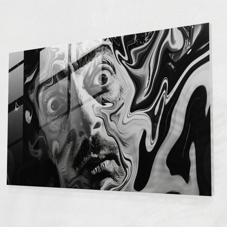 Salvador Dali Melting Face Modern Art Glass Print - Salvador Dali, Glass Print, Surrealism, Salvador Dali