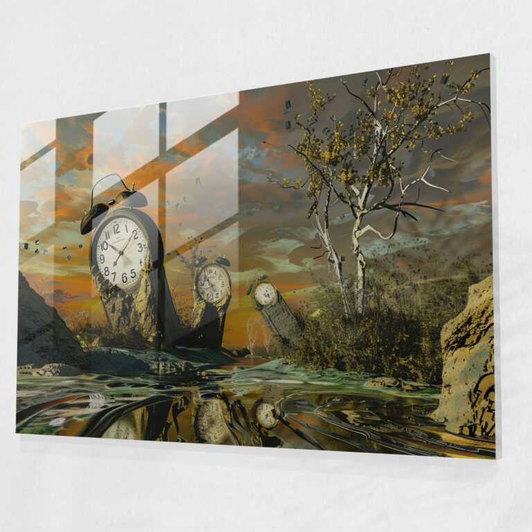 Melting Clocks Glass Print - Salvador Dali, Glass Wall Art, Home Decoration, Salvador Dali