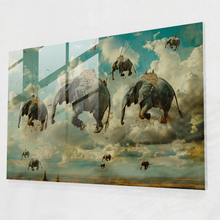 Floating Elephants Glass Wall Art - Salvador Dali, Home Decoration, Modern Art, Glass Wall Art