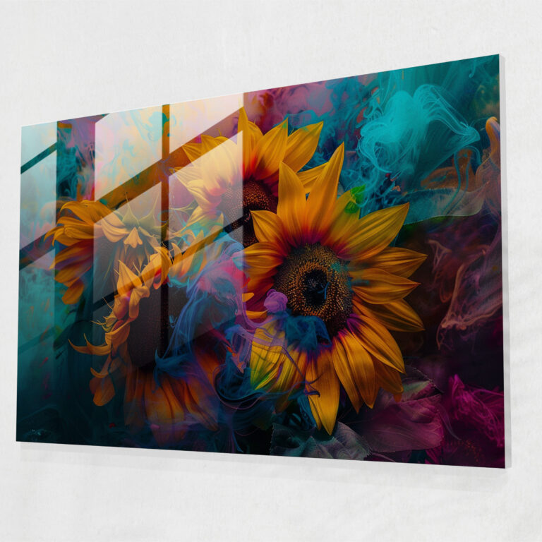 Surreal Sunflowers Glass Decoration - Salvador Dali, Wall Decoration, Modern Art, Home Decoration