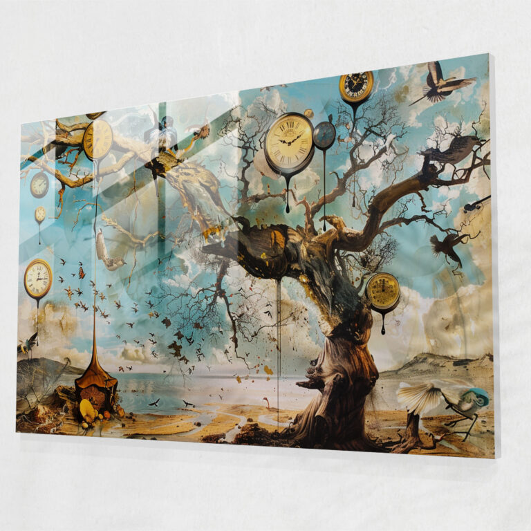 Salvador Dali Dripping Clocks Glass Print - Salvador Dali, Surrealism, Glass Wall Art, Wall Decoration