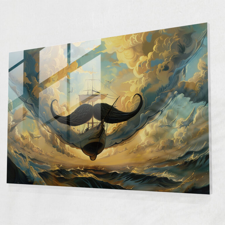 Salvador Dali Ship Mustache Glass Print - Salvador Dali, Home Decoration, Salvador Dali, Glass Wall Art