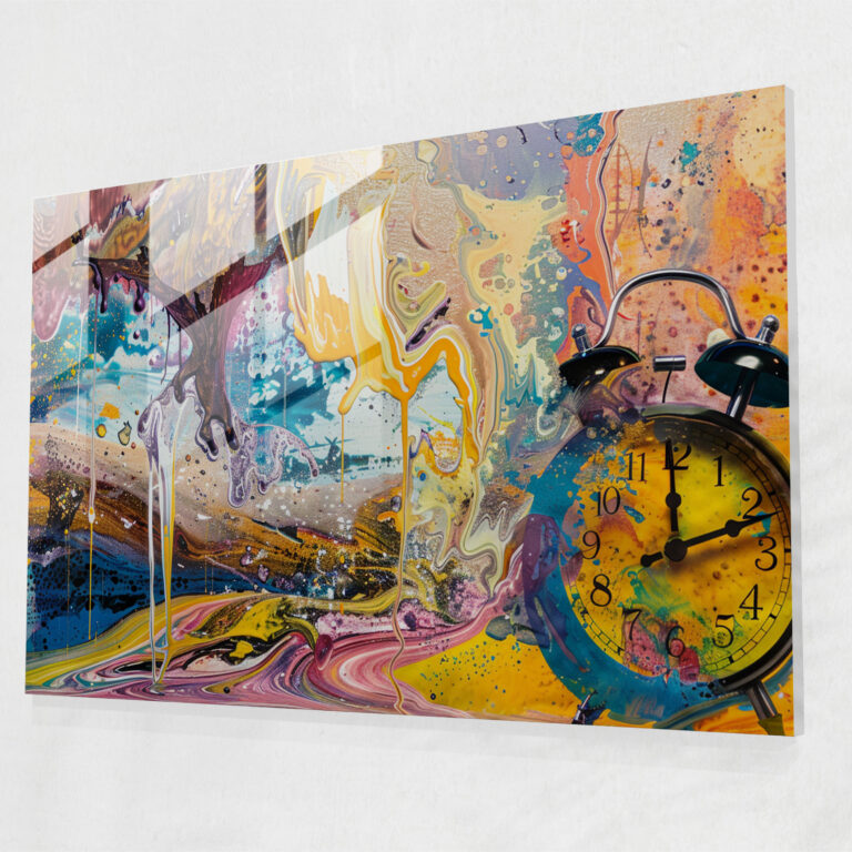 Salvador Dali Colorful Clocks Glass Print - Salvador Dali, Salvador Dali, Glass Wall Art, Modern Art