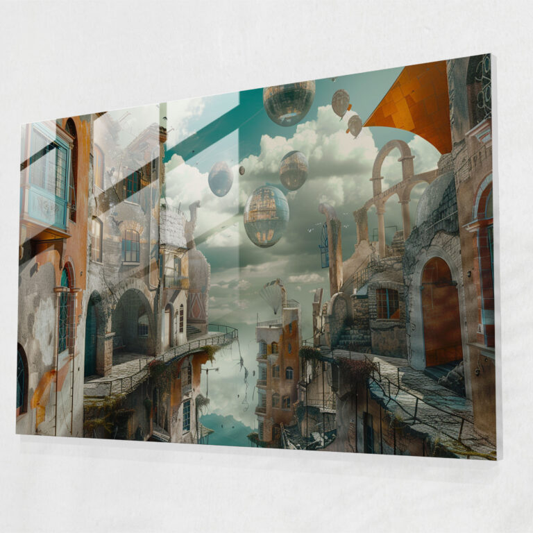 Salvador Dali Surreal Cityscape Glass Wall Art - Salvador Dali, Glass Art, Salvador Dali, Modern Art
