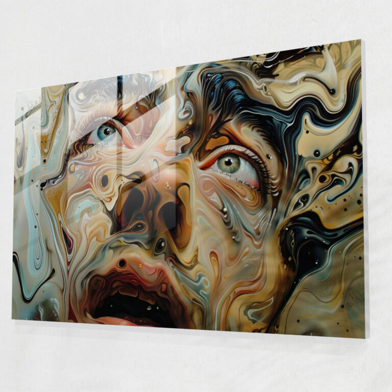 Salvador Dali Distorted Self-Portrait Glass Print - Salvador Dali, Home Decoration, Glass Print, Wall Decoration