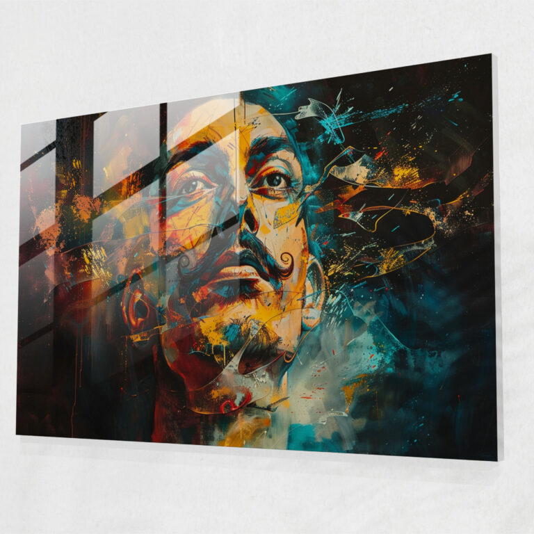 Salvador Dali Enigmatic Portrait Glass Wall Art - Salvador Dali, Glass Art, Glass Wall Art, Home Decoration
