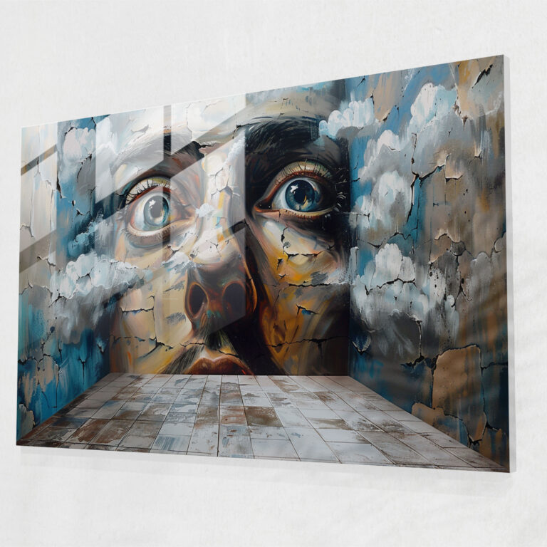 Dali Style Portrait Glass Print - Salvador Dali, Modern Art, Wall Decoration, Glass Art