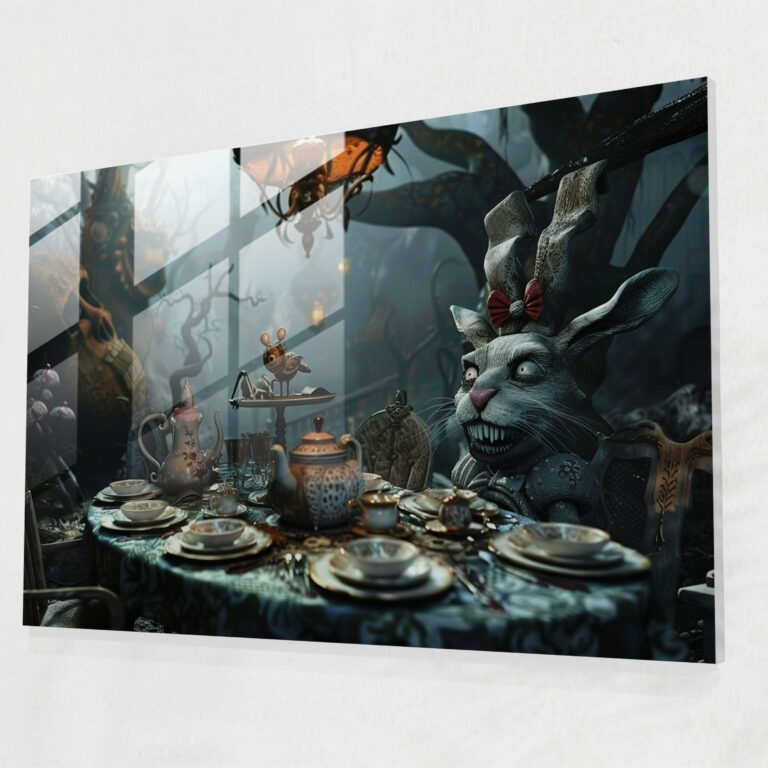 Alice In Wonderland Tea Party Glass Print - Salvador Dali, Wall Decoration, Home Decoration, Glass Print