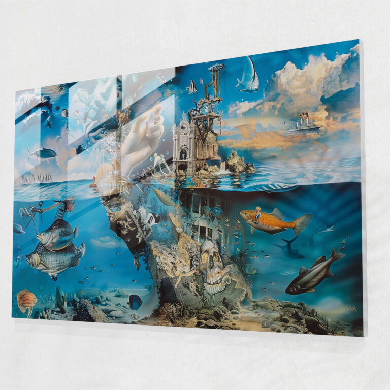 Surreal Underwater World Glass Print - Salvador Dali, Glass Art, Modern Art, Glass Wall Art