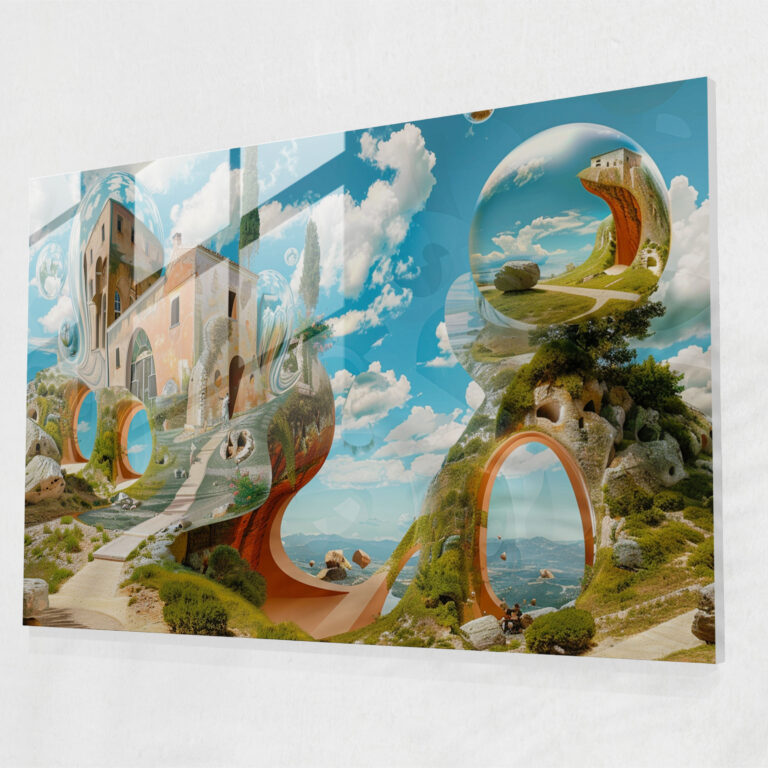 Salvador Dali Distorted Landscape Glass Art - Salvador Dali, Wall Decoration, Modern Art, Home Decoration