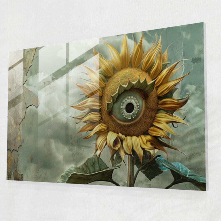 Salvador Dali Sunflower With Eyes Home Decoration - Salvador Dali, Home Decoration, Glass Print, Wall Decoration
