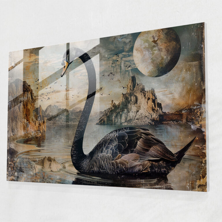 Salvador Dali Swan With Long Neck Glass Print - Salvador Dali, Glass Print, Modern Art, Salvador Dali