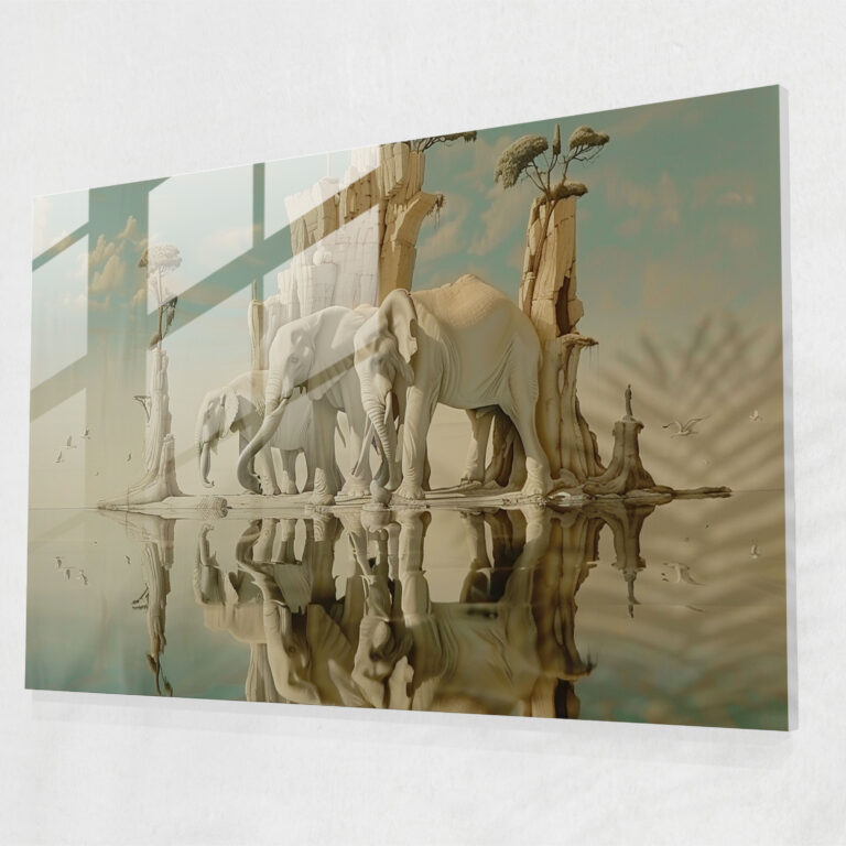 Swans Reflecting Elephants Home Decoration - Salvador Dali, Glass Wall Art, Home Decoration, Glass Print