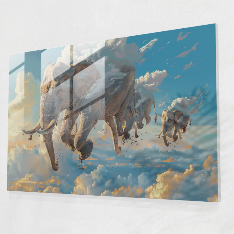 Floating Elephants Glass Wall Art - Salvador Dali, Glass Wall Art, Modern Art, Home Decoration