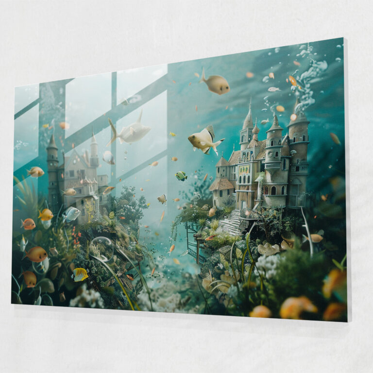 Underwater Surreal World Glass Print - Salvador Dali, Modern Art, Home Decoration, Salvador Dali