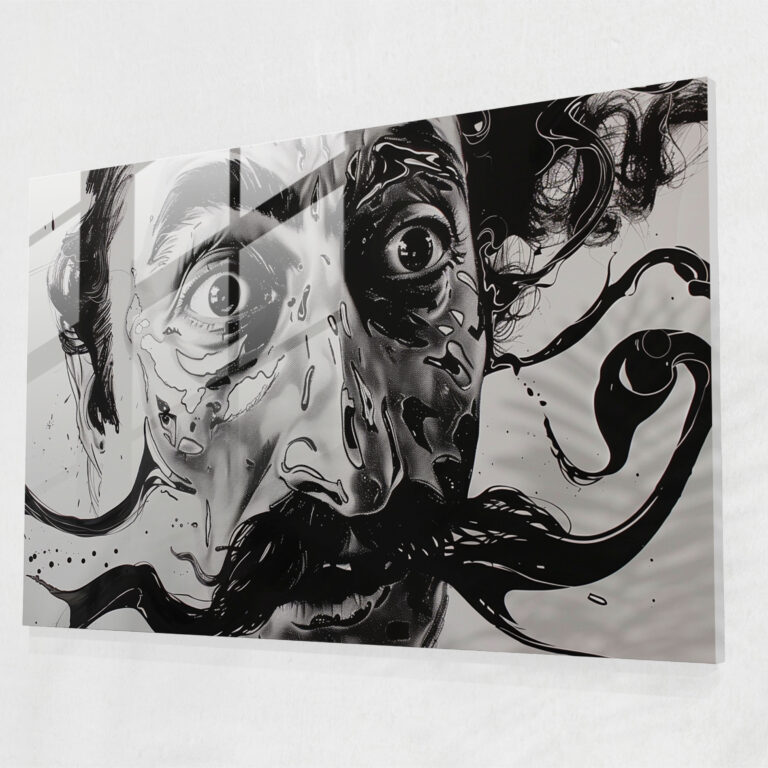 Salvador Dali Mustache Man Modern Art Glass Print - Salvador Dali, Glass Print, Salvador Dali, Surrealism