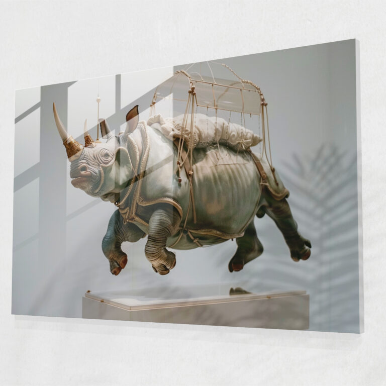 Salvador Dali Floating Rhinoceros Home Decoration Glass Print - Salvador Dali, Salvador Dali, Glass Print, Surrealism