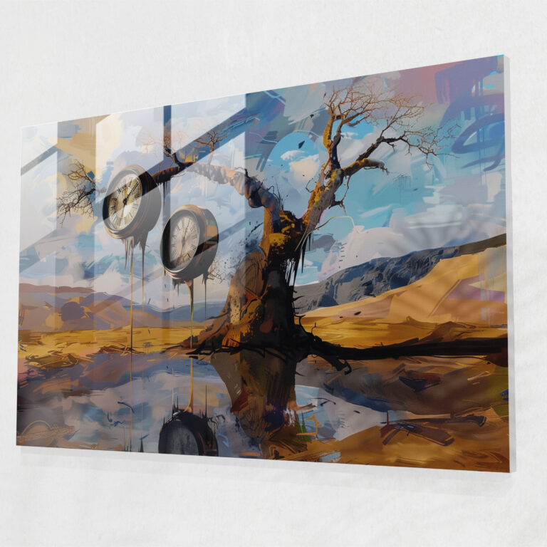 Salvador Dali Glass Print - Melting Clocks - Salvador Dali, Modern Art, Home Decoration, Wall Decoration