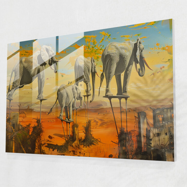 Salvador Dali Glass Wall Art - Elephants On Stilts - Salvador Dali, Modern Art, Salvador Dali, Wall Decoration