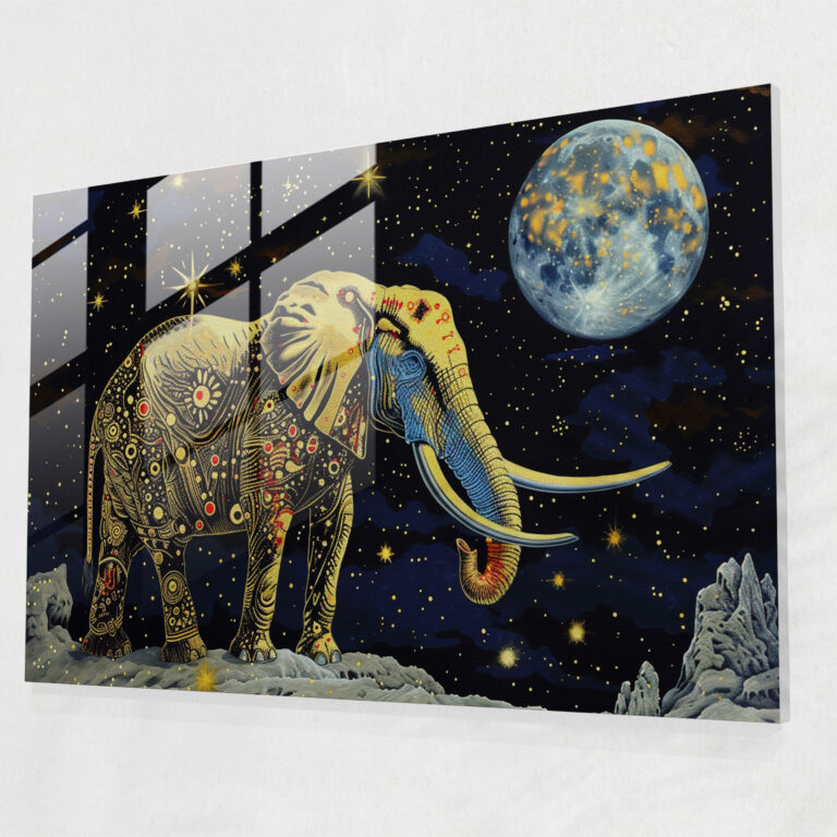 Salvador Dali Glass Print - Celestial Elephants - Salvador Dali, Modern Art, Glass Wall Art, Home Decoration