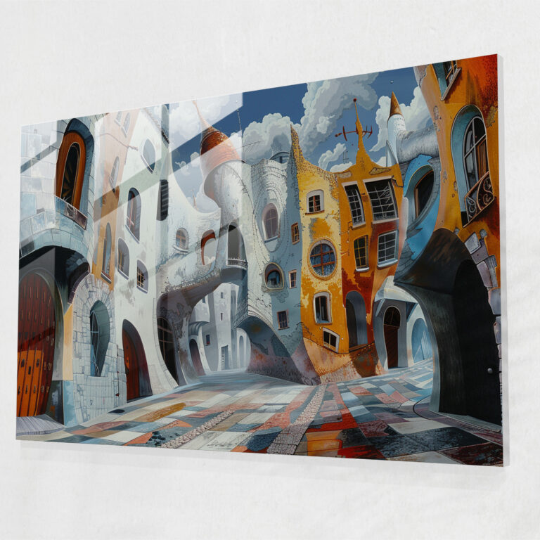 Surreal Cityscape Glass Wall Art - Salvador Dali, Salvador Dali, Glass Wall Art, Wall Decoration