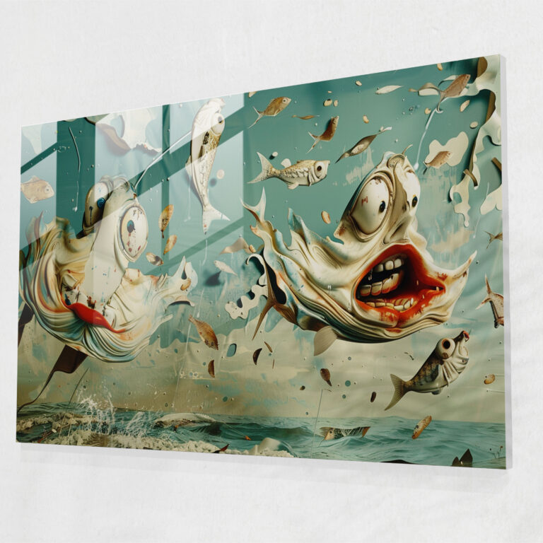 Dali Flying Fish Glass Print - Salvador Dali, Home Decoration, Modern Art, Salvador Dali