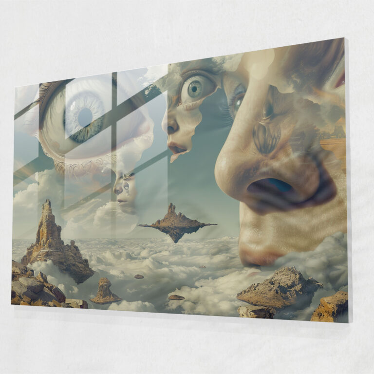 Salvador Dali Dream World Glass Print - Salvador Dali, Home Decoration, Modern Art, Floating Eyes