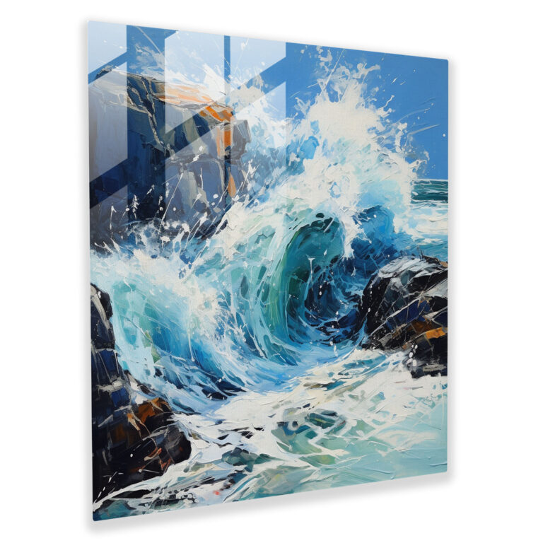 Seascape Glass Print - Bold Abstract Waves - Seascape, Energy, Modern Art, Abstract
