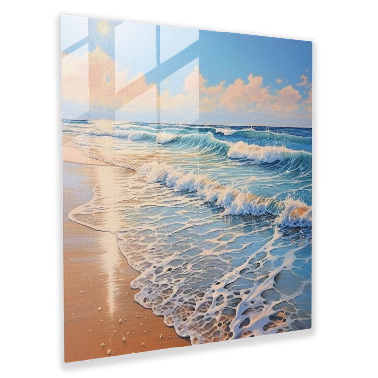 Seascape Glass Print - Realistic Beach Paradise - Seascape, Glass Art, Glass Print, Serenity