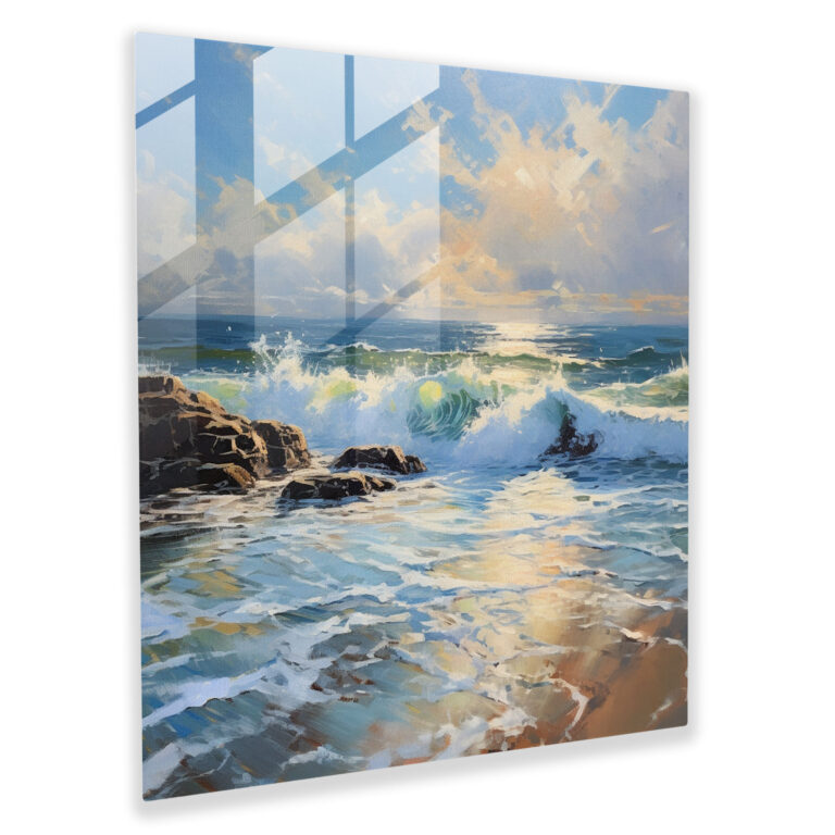 Play Of Light Seascape Glass Print - Seascape, Glass Art, Home Decoration, Play Of Light