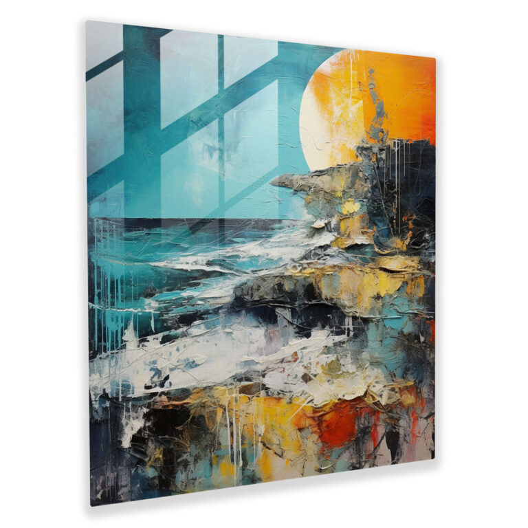Mixed Media Seascape Glass Print - Seascape, Contemporary Artwork, Glass Print, Seascape