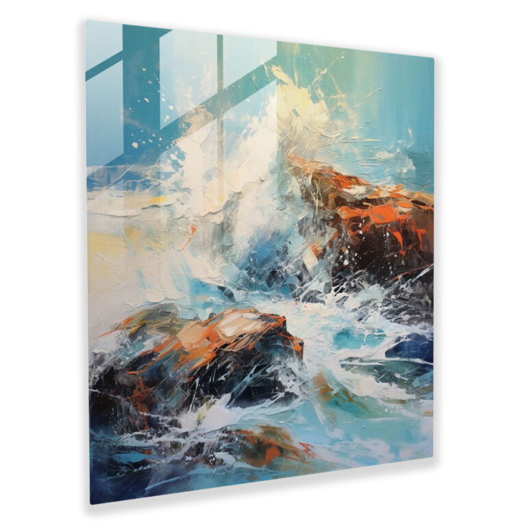 Seascape Glass Print - Abstract Acrylic Waves - Seascape, Home Decoration, Abstract Acrylic Waves, Glass Art