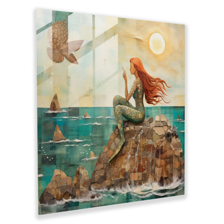 Seascape Glass Print - Playful Mermaid - Seascape, Wall Decoration, Playful Mermaid, Glass Art