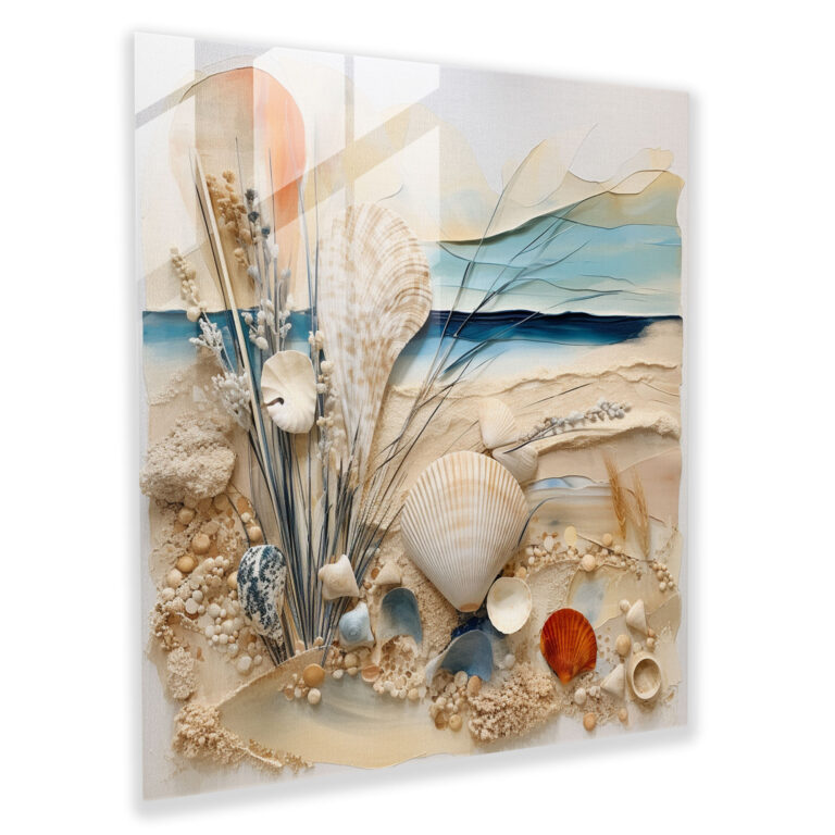 Seascape Glass Print - Coastal Fusion - Seascape, Modern Art, Coastal Fusion, Contemporary Mixed Media