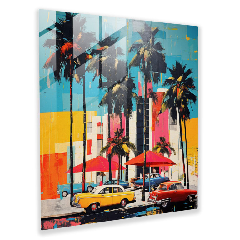Seascape Glass Print - Retro Paradise - Seascape, Retro Paradise, Modern Art, Glass Art