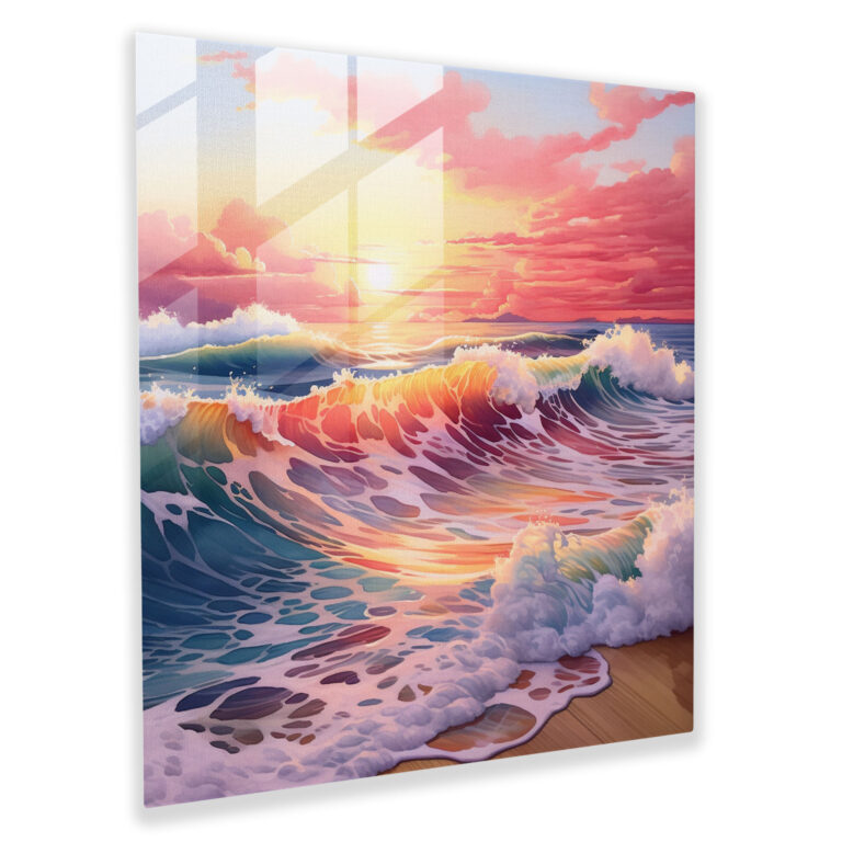 Seascape Watercolor Glass Print - Seascape, Tranquility, Glass Art, Wall Decoration