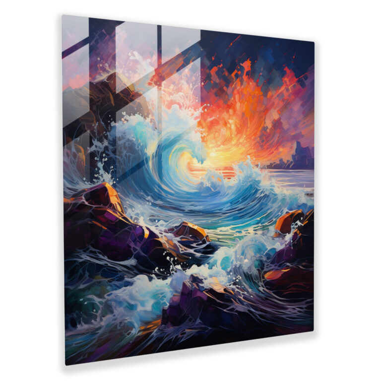 Seascape Abstract Glass Print - Seascape, Abstract Oil Painting, Glass Print, Glass Wall Art