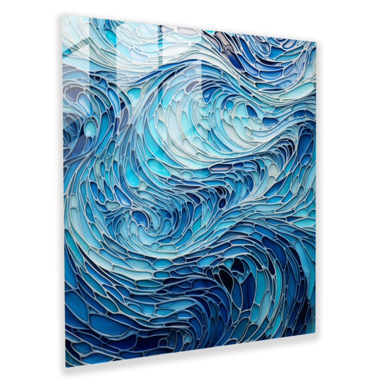 Seascape Glass Print - Abstract Ocean Waves Glass Art - Seascape, Glass Print, Glass Wall Art, Seascape