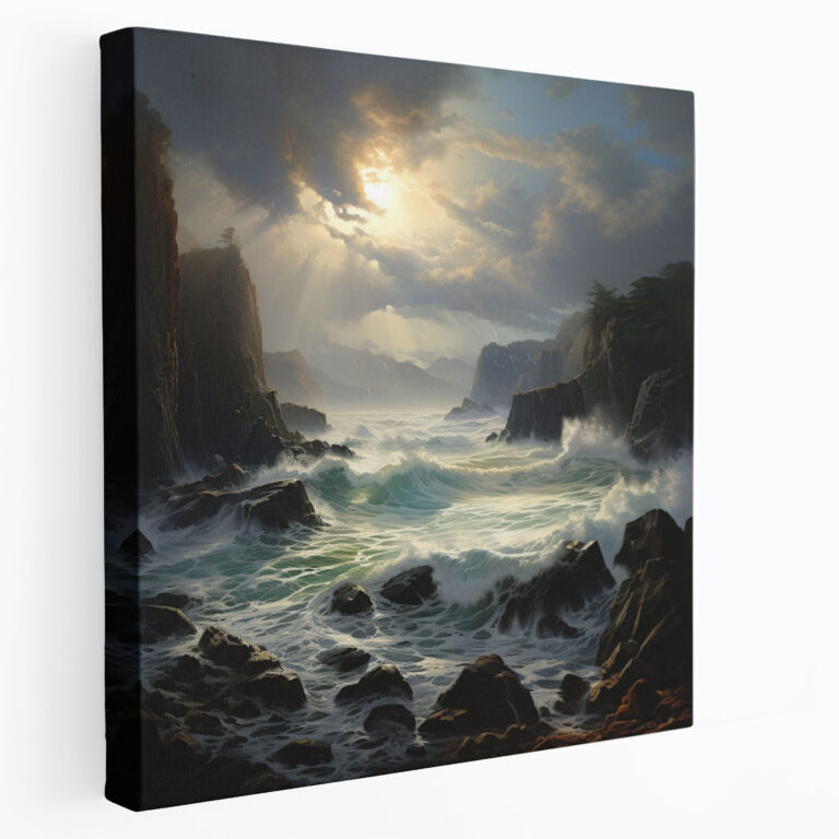 Seascape Panoramic Canvas Print - Seascape, Powerful Waves, Home Decoration, Wall Art