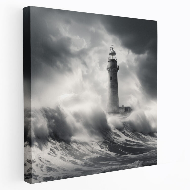 Powerful Lighthouse Seascape Canvas Print - Seascape, Home Decoration, Canvas Wall Art, Wall Decoration