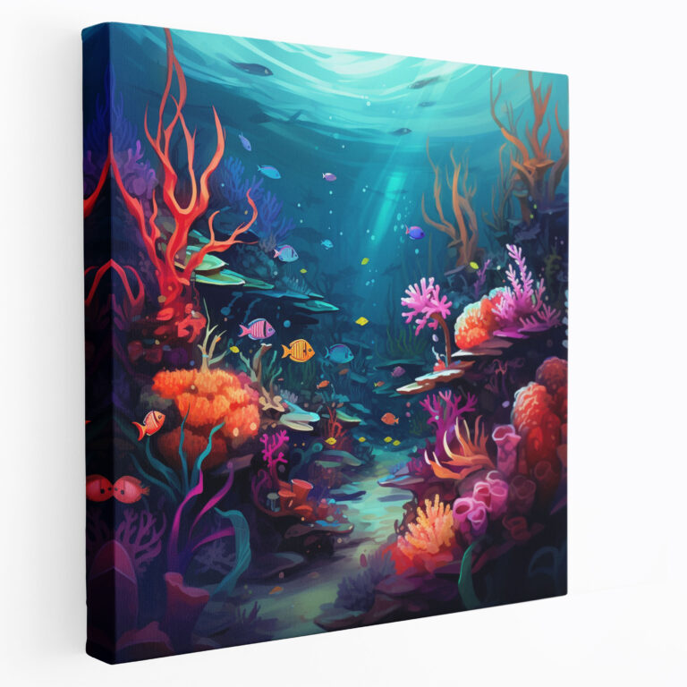 Seascape Wall Art - Seascape, Whimsical Sea Creatures, Canvas Print, Surreal Digital Painting