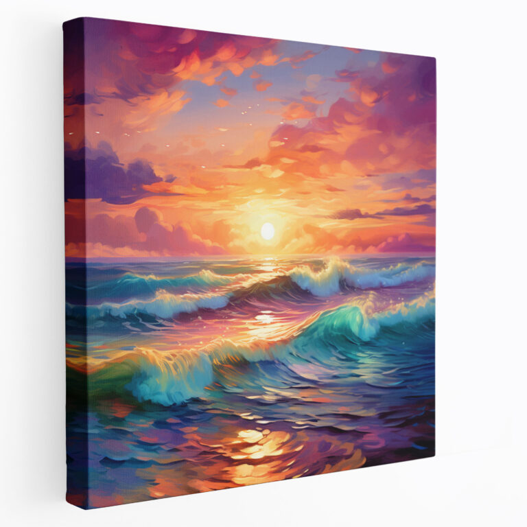 Seascape Wall Art - Seascape, Tranquil Ocean, Colorful Sunset, Wall Art