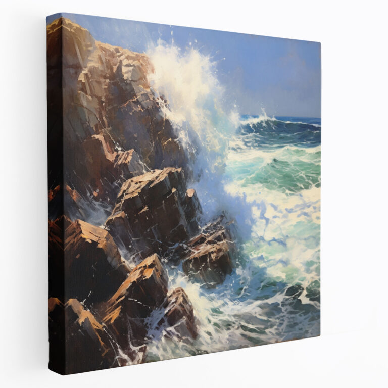 Seascape Canvas Print - Impressionist Coastal Cliff - Seascape, Seascape Home Decoration, Wall Art, Canvas Print