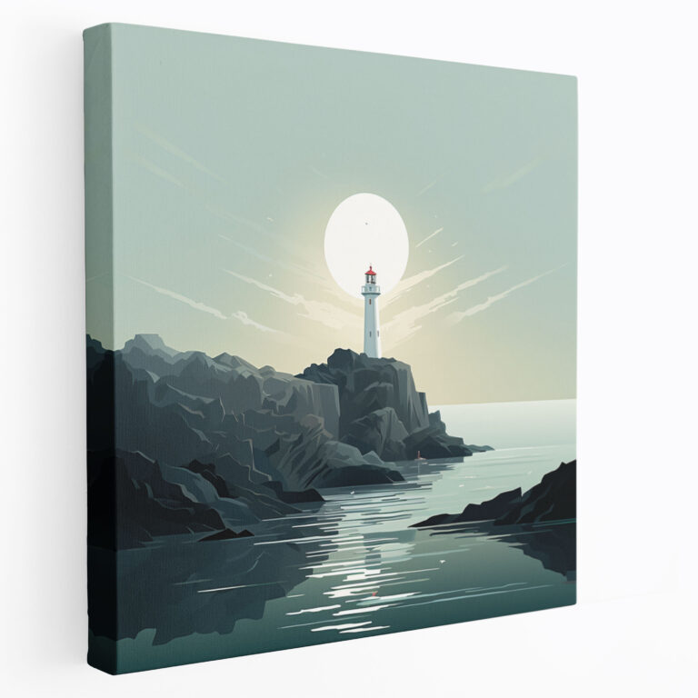 Seascape Canvas Print - Minimalist Lighthouse - Seascape, Canvas, Wall Art, Wall Decoration